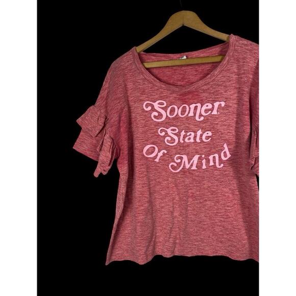 OU Shirt Womens Size XL Ruffle Sleeves Sooners State of Mind Game Day Oklahoma - Picture 2 of 8